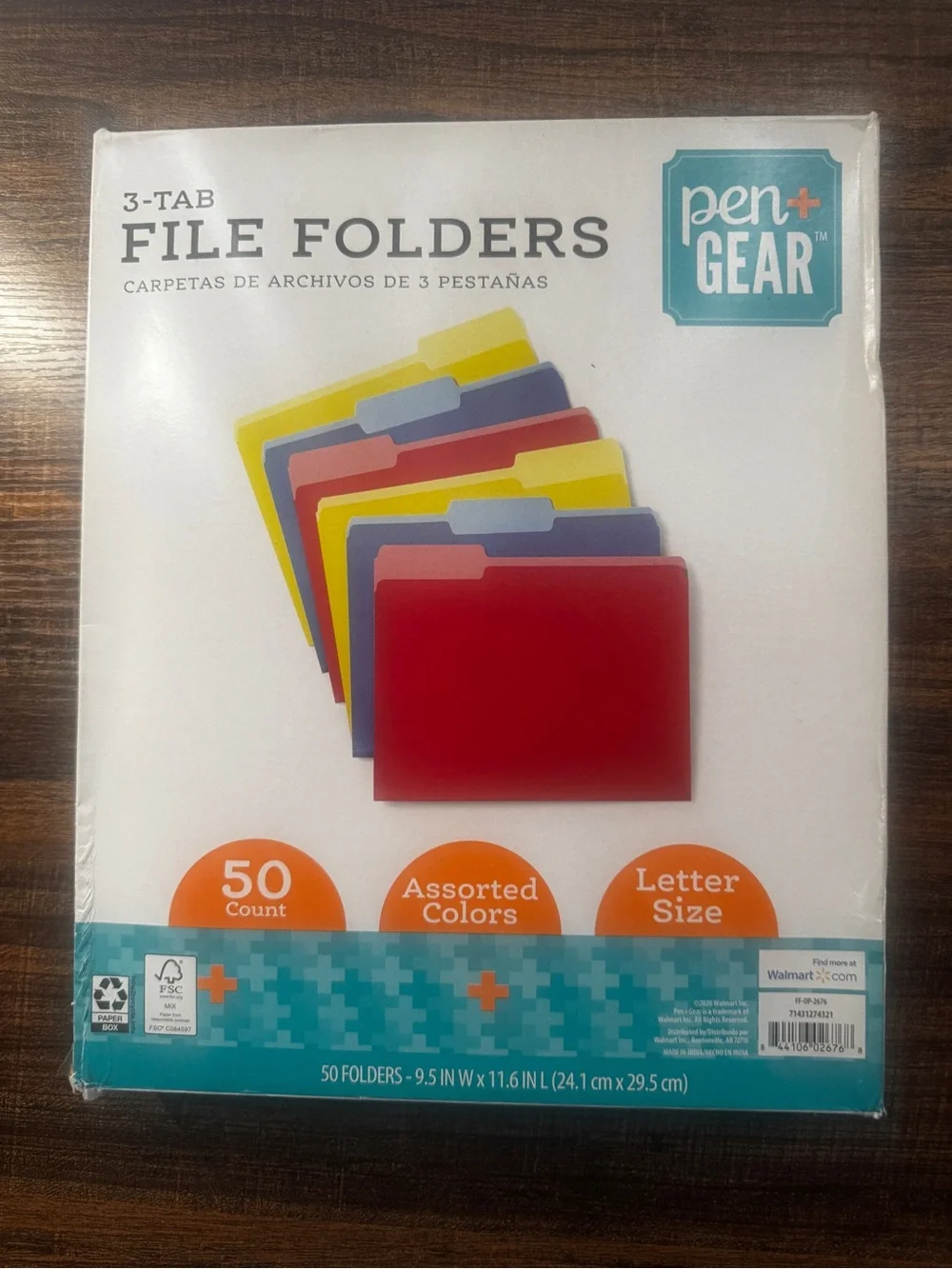 Assorted Color 3-Tab File Folders - 50 Count